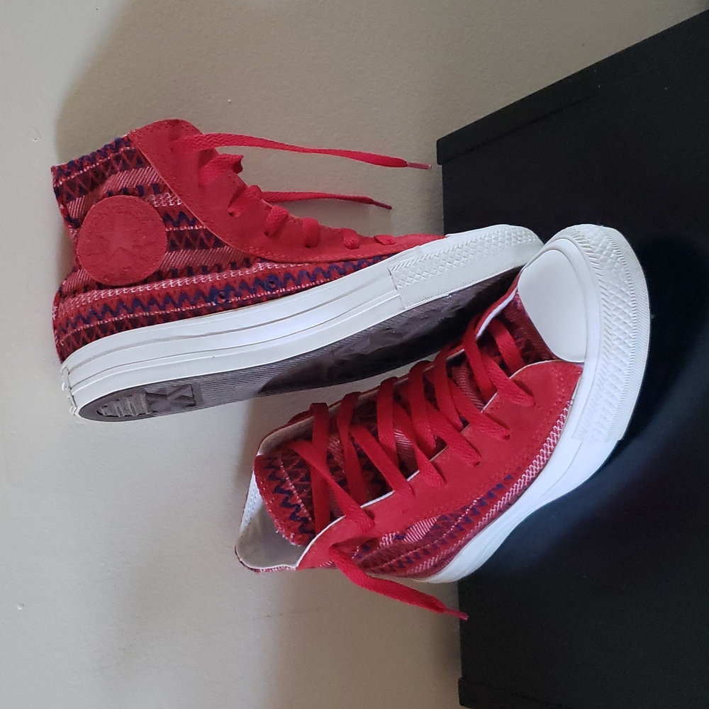 CONVERSE Boho Knit Crochet Embroidered High Top Sneakers - Unisex Men 4.5 W 6.5